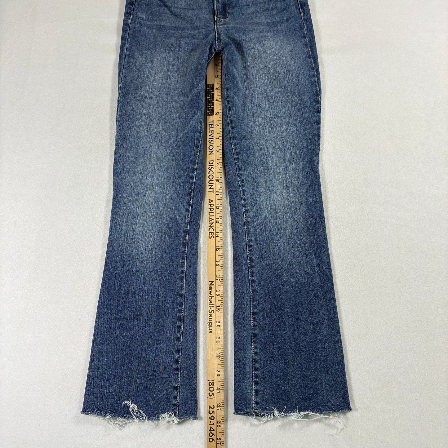 RSQ Womens Jeans 3/26 Sydney Crop Flare Raw Hem Y2K Light Wash Denim