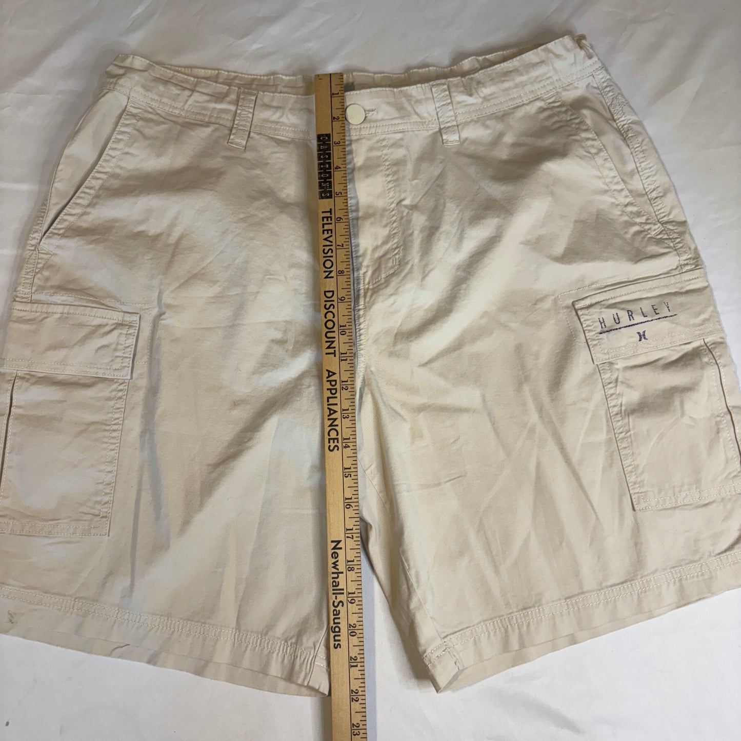 Hurley Men’s Cargo Shorts 38 Beige Cotton Utility Pockets Casual Outdoor Skate Surf
