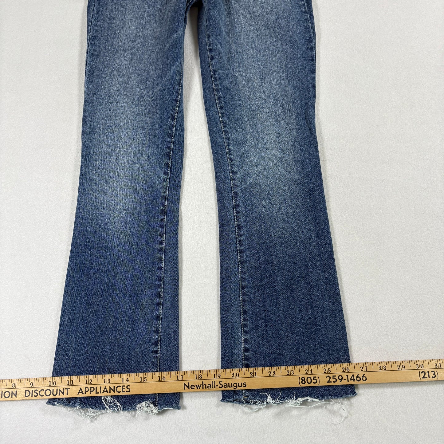 RSQ Womens Jeans 3/26 Sydney Crop Flare Raw Hem Y2K Light Wash Denim