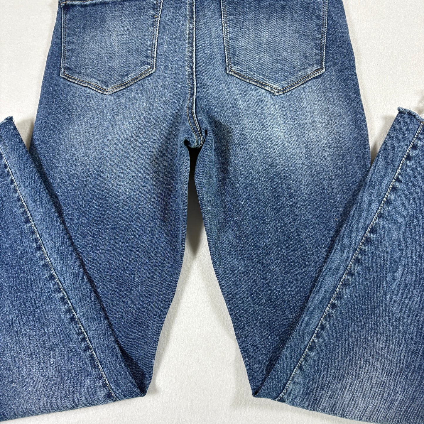 RSQ Womens Jeans 3/26 Sydney Crop Flare Raw Hem Y2K Light Wash Denim