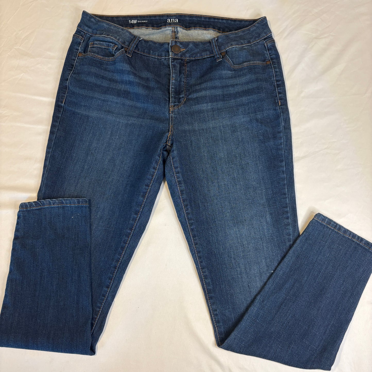a.n.a Women’s 14W Skinny Jeans Blue Stretch Mid Rise Soft Denim Plus Size Casual