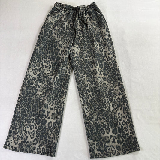 Womens Wide Leg Lounge Pants Leopard Animal Print M Fits 28X27 Drawstring Y2K