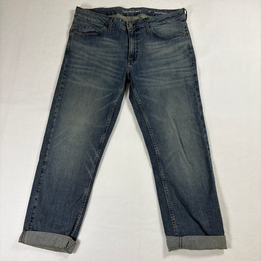 Calvin Klein Jeans Womens 10 Slim Boyfriend Blue Denim Mid Rise Cuffed Casual