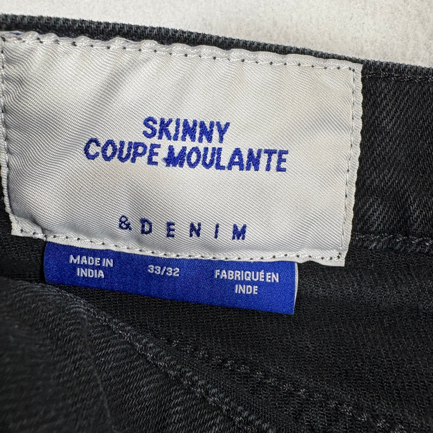 &Denim Skinny Jeans Mens 33x32 Black No Fade Stretch Modern Slim Fit