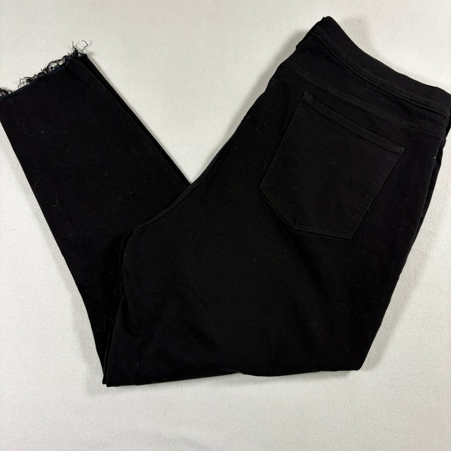 Banana Republic Womens Jeans 35 Black High Rise Skinny Distressed Hem Stretch