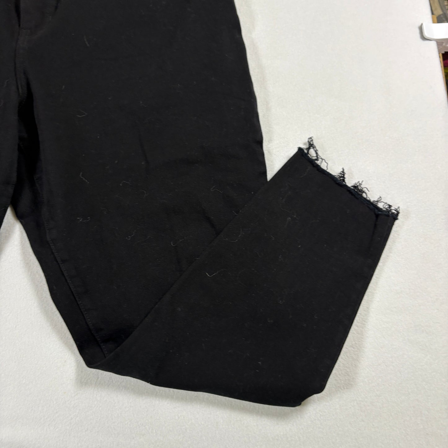 Banana Republic Womens Jeans 35 Black High Rise Skinny Distressed Hem Stretch