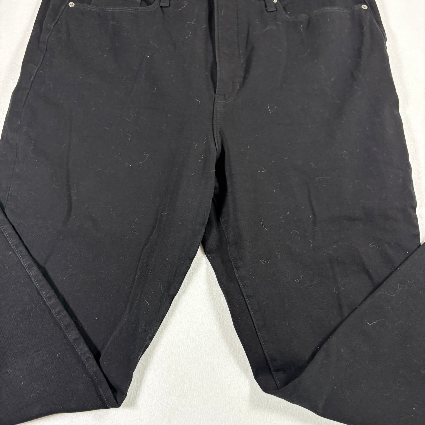 Banana Republic Womens Jeans 35 Black High Rise Skinny Distressed Hem Stretch