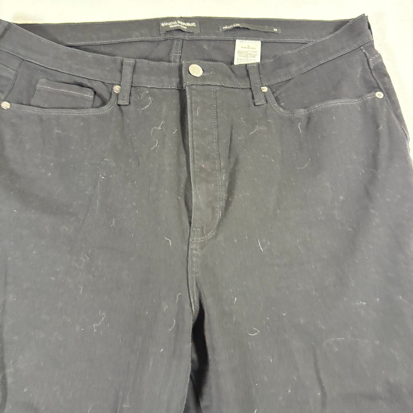 Banana Republic Womens Jeans 35 Black High Rise Skinny Distressed Hem Stretch