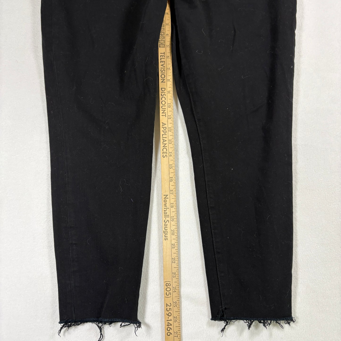 Banana Republic Womens Jeans 35 Black High Rise Skinny Distressed Hem Stretch