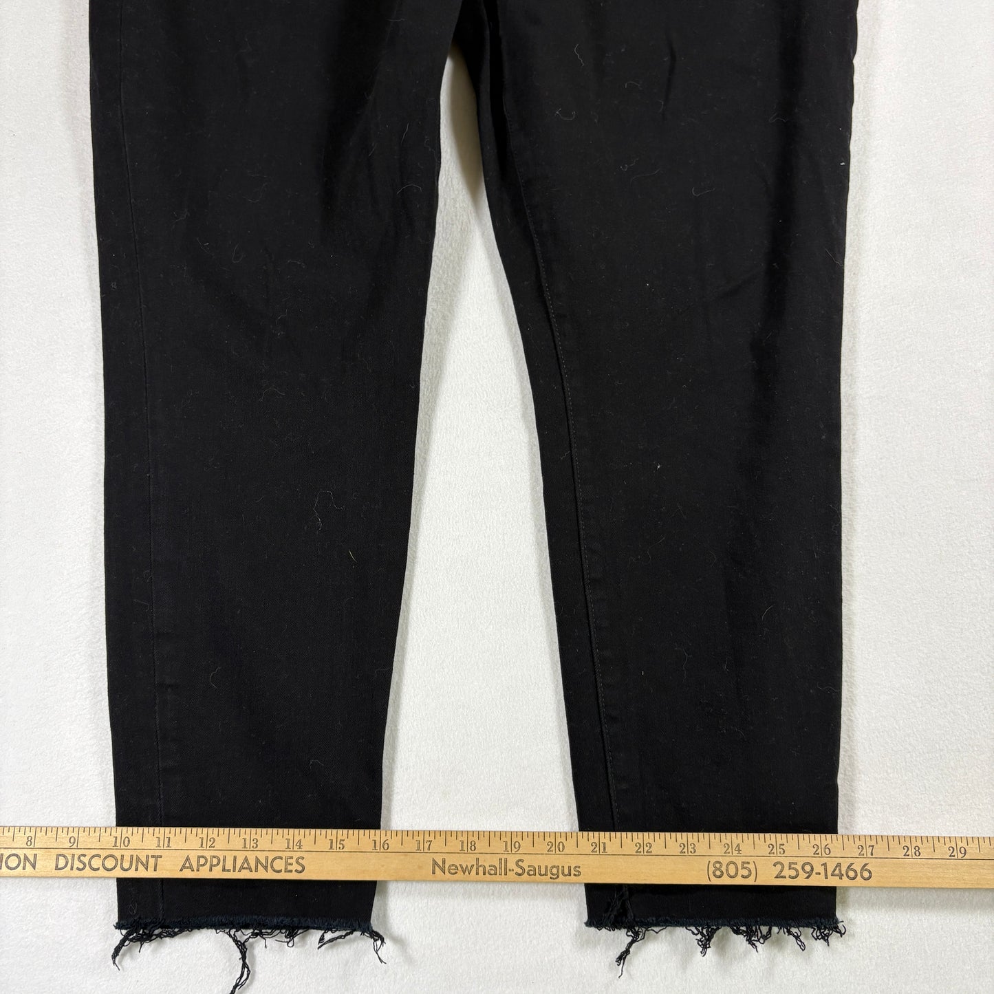 Banana Republic Womens Jeans 35 Black High Rise Skinny Distressed Hem Stretch