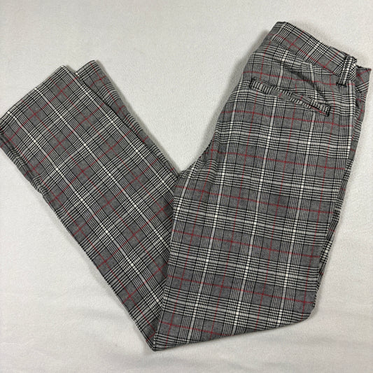 RSQ London Skinny Chino Pants Womens 14 Plaid Check Red Gray Y2K Grunge