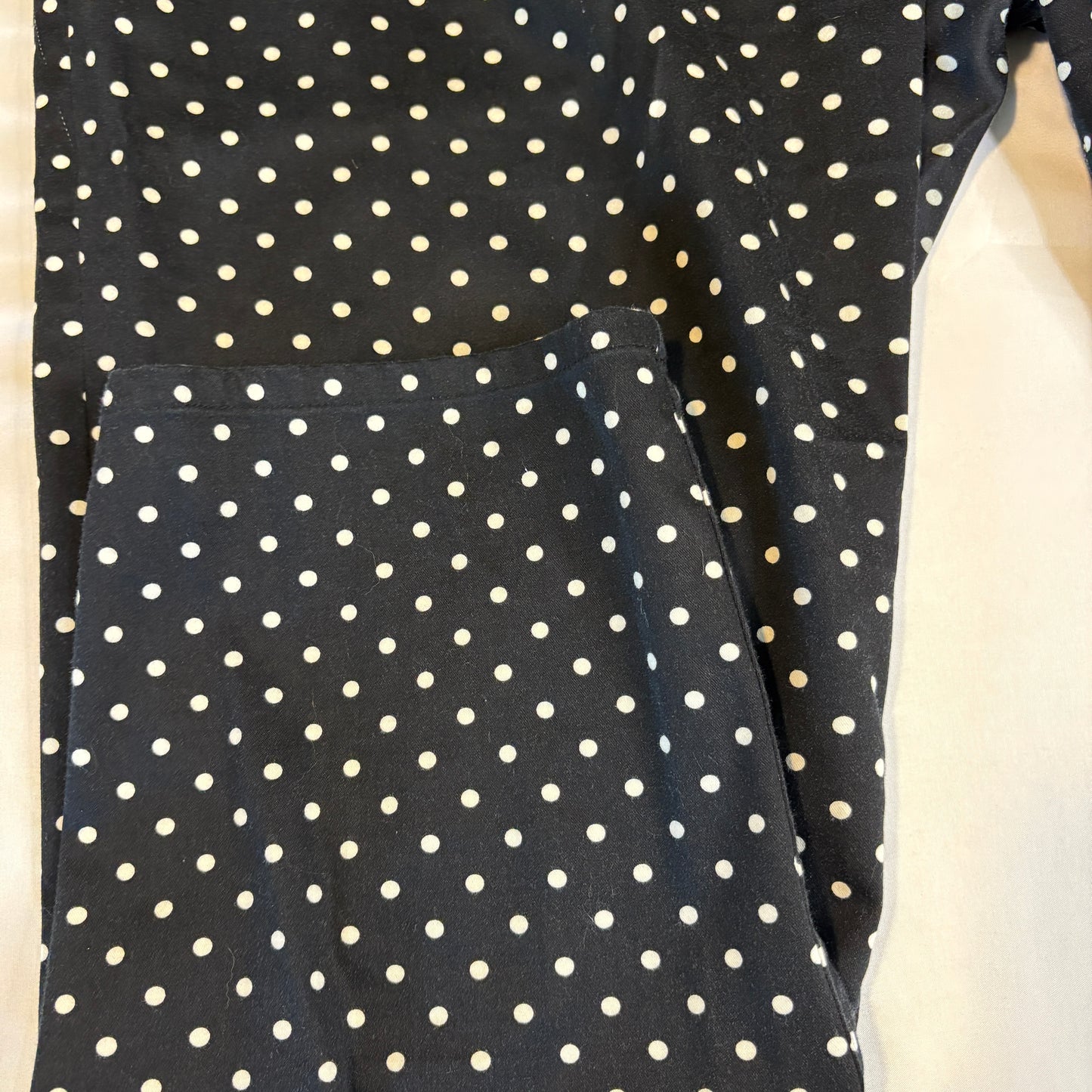 Lauren Ralph Lauren Women’s 22W Baggy Pants Black White Polka Dot Stretch Cotton