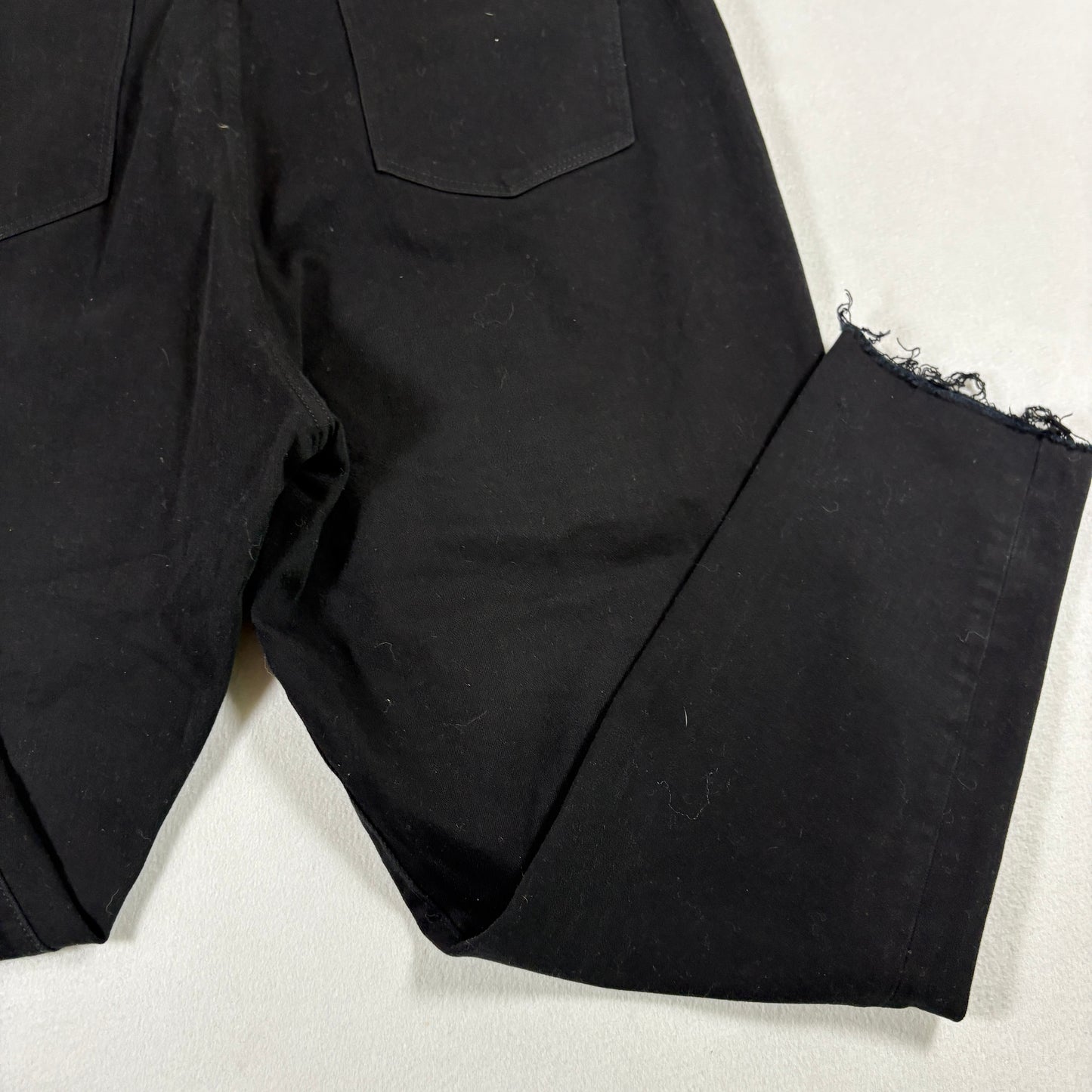 Banana Republic Womens Jeans 35 Black High Rise Skinny Distressed Hem Stretch