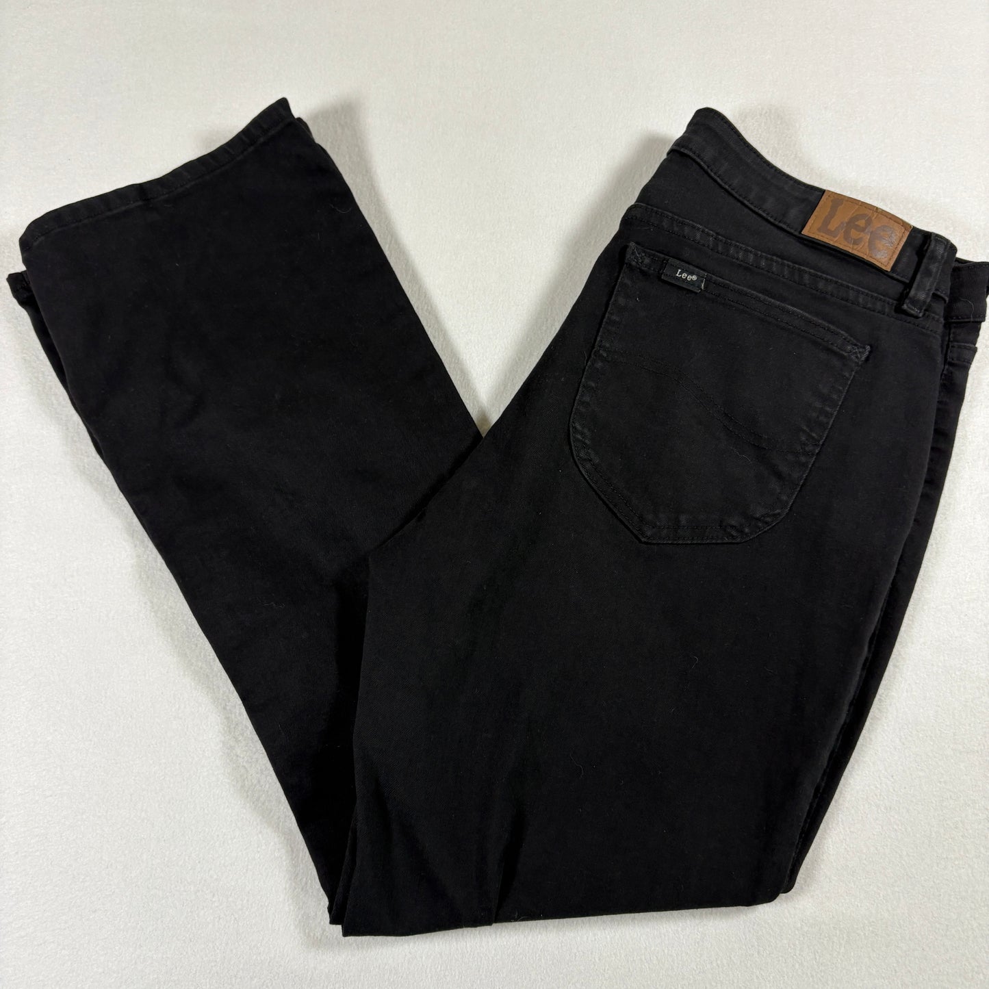 Lee Womens Jeans 14P Black Bootcut Mid Rise Regular Fit Stretch Denim Y2K