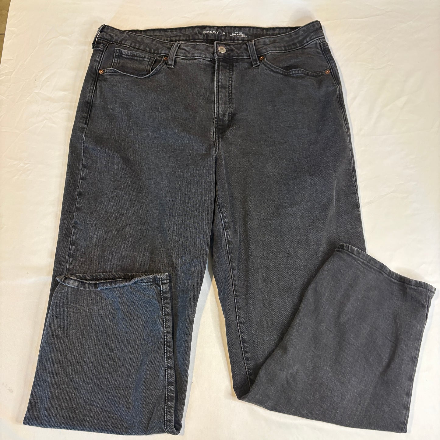 Old Navy Women’s 16 Baggy O.G. Loose Jeans Gray Wash High Rise Stretch Casual Denim