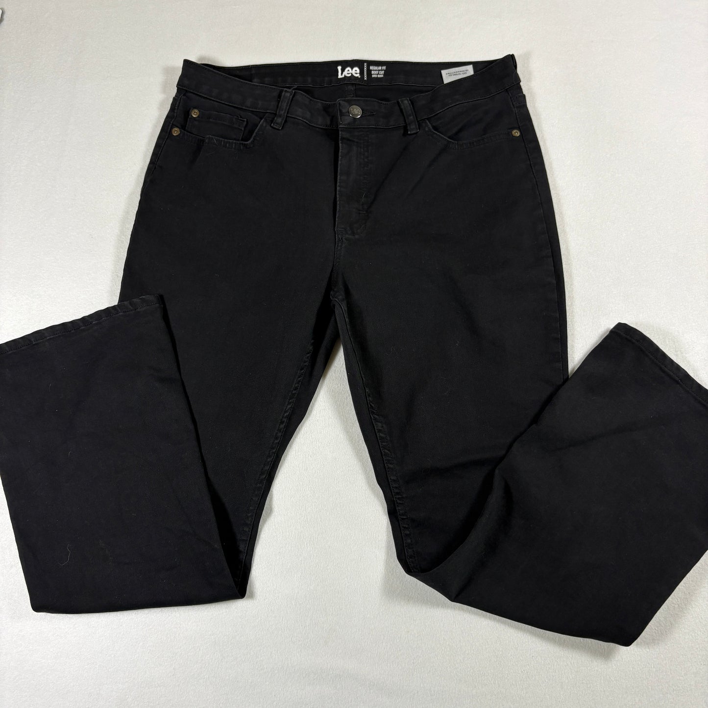 Lee Womens Jeans 14P Black Bootcut Mid Rise Regular Fit Stretch Denim Y2K