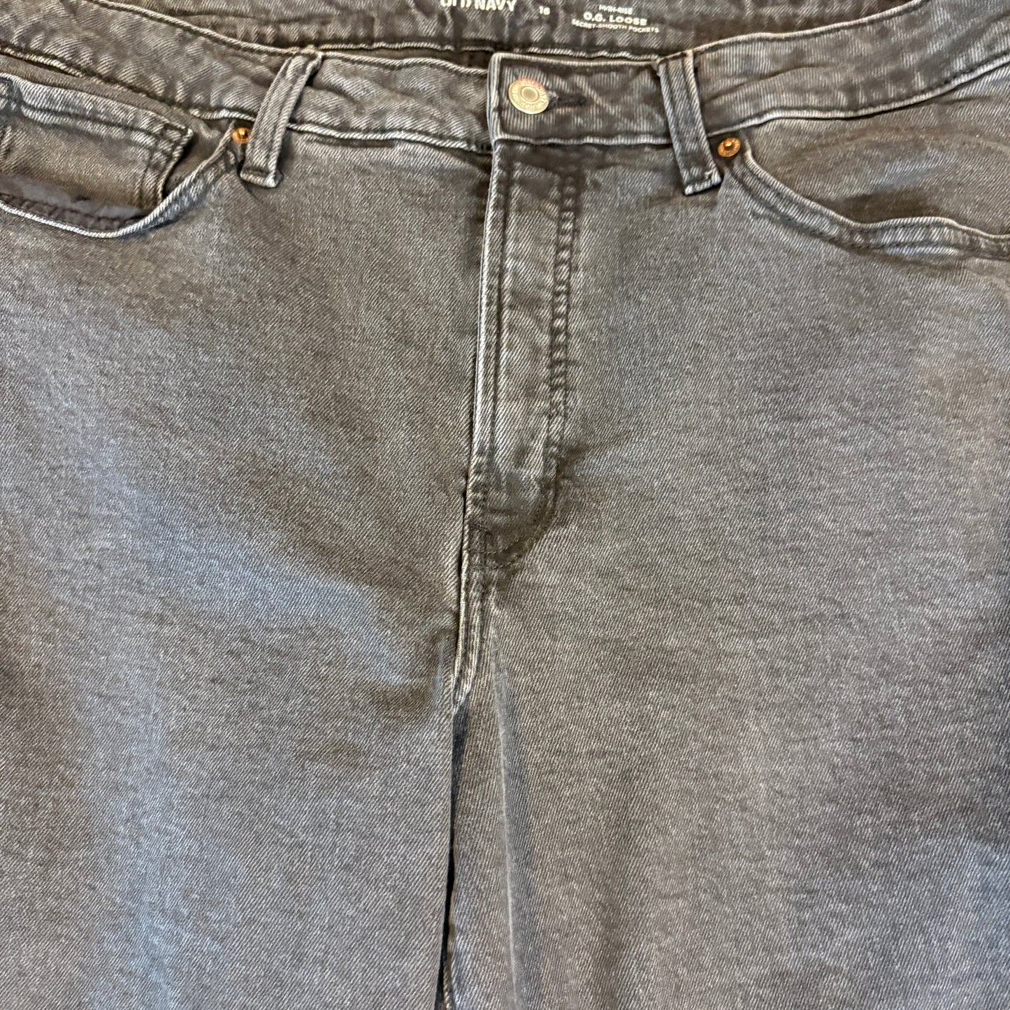 Old Navy Women’s 16 Baggy O.G. Loose Jeans Gray Wash High Rise Stretch Casual Denim