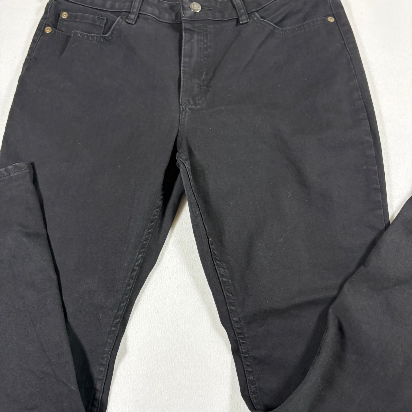 Lee Womens Jeans 14P Black Bootcut Mid Rise Regular Fit Stretch Denim Y2K