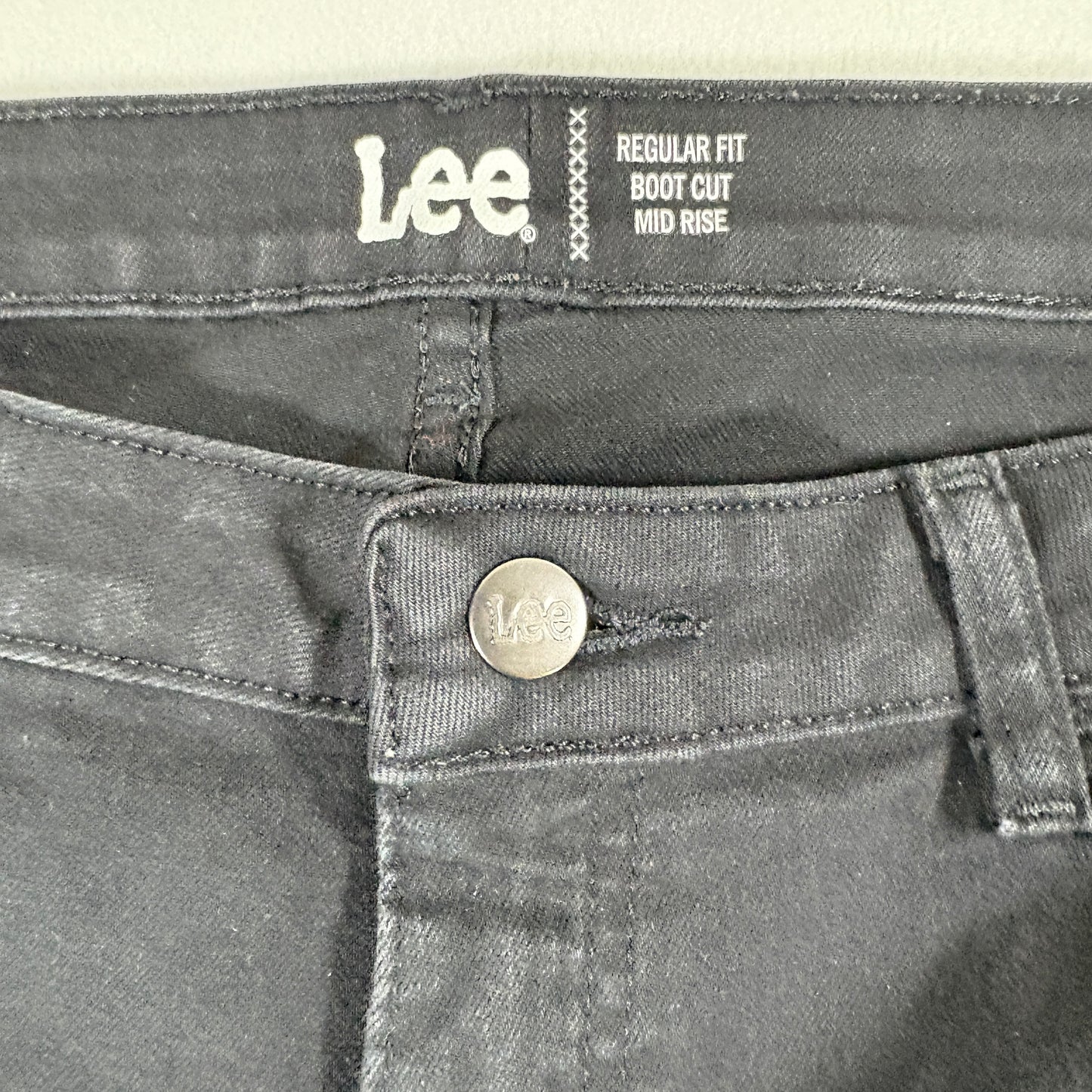 Lee Womens Jeans 14P Black Bootcut Mid Rise Regular Fit Stretch Denim Y2K