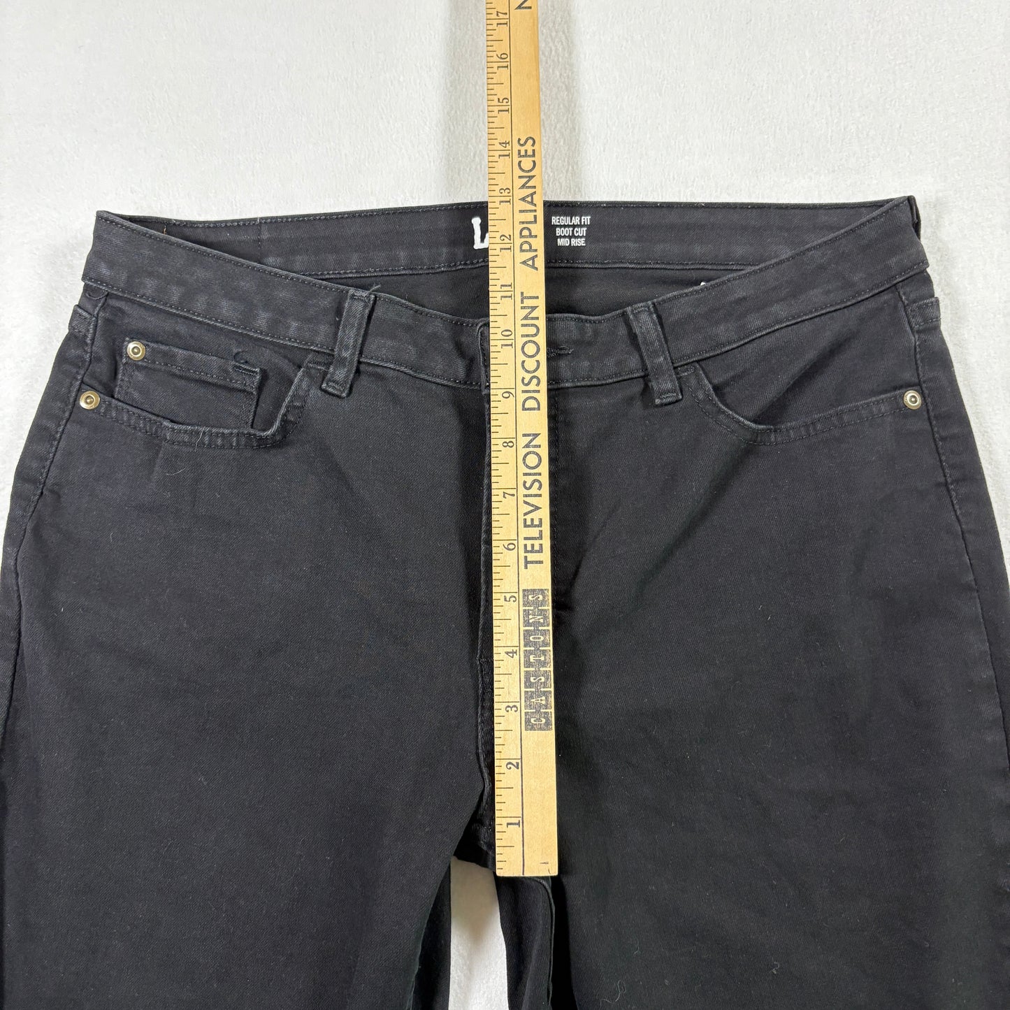 Lee Womens Jeans 14P Black Bootcut Mid Rise Regular Fit Stretch Denim Y2K