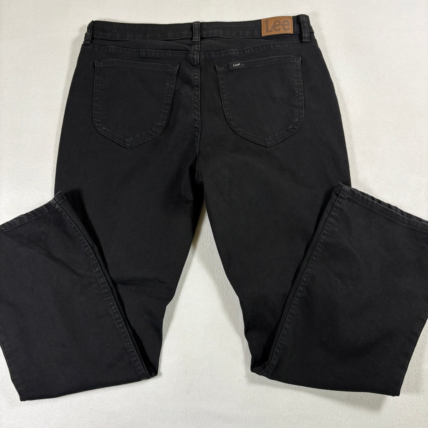 Lee Womens Jeans 14P Black Bootcut Mid Rise Regular Fit Stretch Denim Y2K