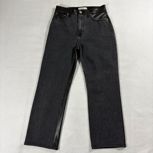 Abercrombie & Fitch Ultra High Rise Ankle Straight 27S Black Jeans Leather