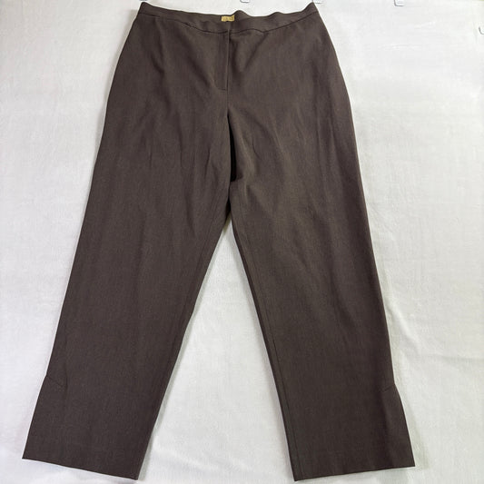 Caslon Wide Leg Dress Pants Brown Stretch Career Slacks 8W Fits 38X31 Pull On