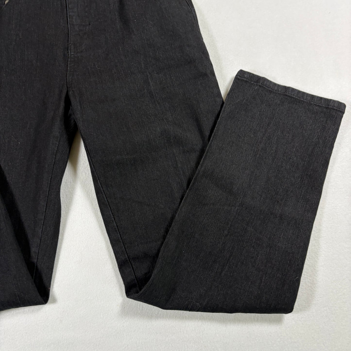 COS Jeans Womens 10 Black Denim Straight Leg Stretch Mid Rise Rhinestone Pocket