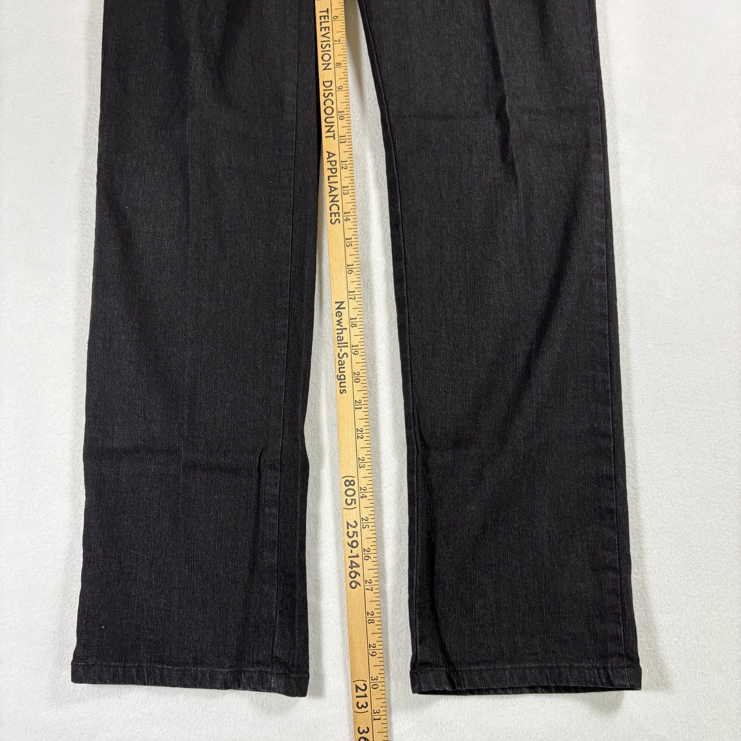 COS Jeans Womens 10 Black Denim Straight Leg Stretch Mid Rise Rhinestone Pocket