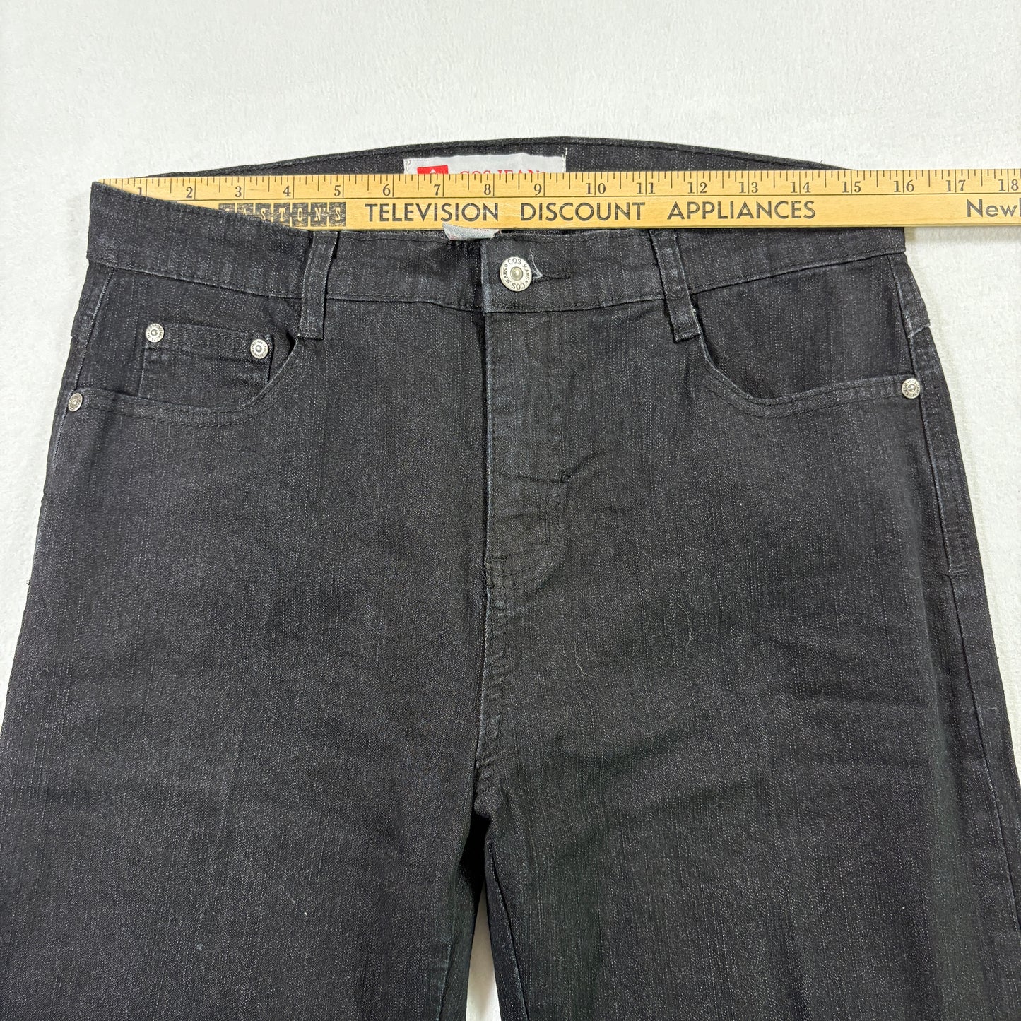 COS Jeans Womens 10 Black Denim Straight Leg Stretch Mid Rise Rhinestone Pocket