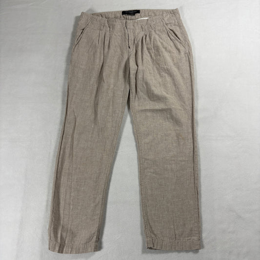 Guess By Marciano Women’s Linen Blend Pleated Pants Tan Size 4 Casual