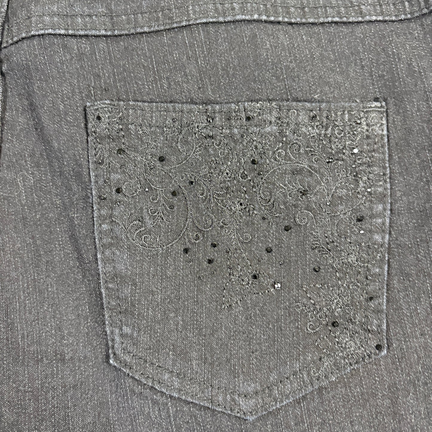 COS Jeans Womens 10 Black Denim Straight Leg Stretch Mid Rise Rhinestone Pocket