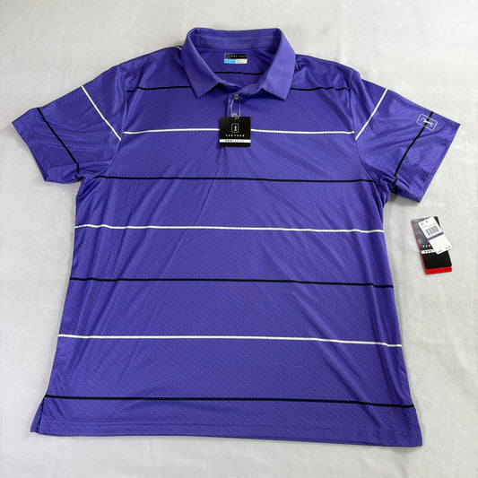 PGA Tour Pro Series Polo Shirt XXL Purple Striped Golf Athletic Fit NWT New