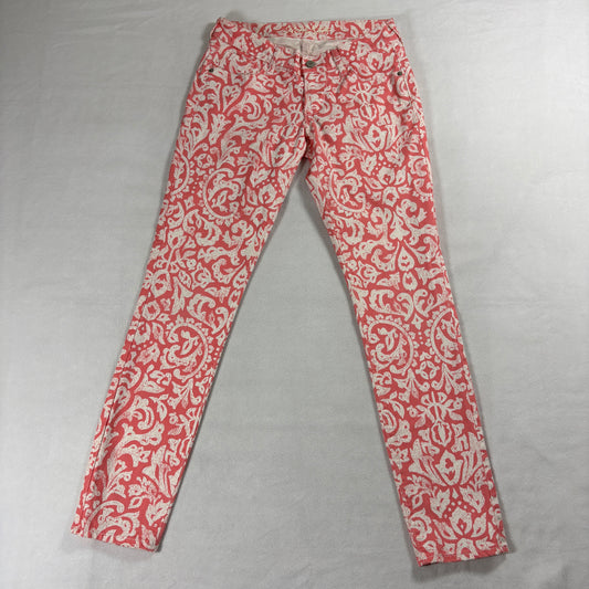 Old Navy Rockstar Women’s Skinny Jeans Coral White Floral Print Size 4