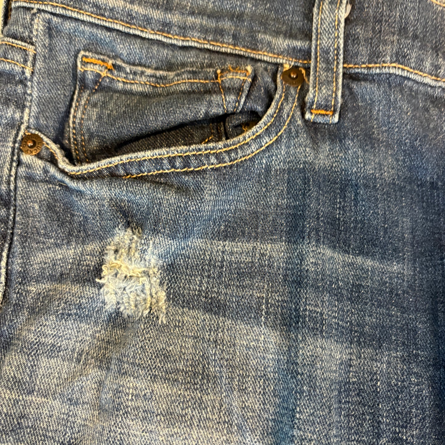 Lucky Brand Women’s Size 12/31 Charlie Capri Blue Jeans Distressed Bootcut Denim