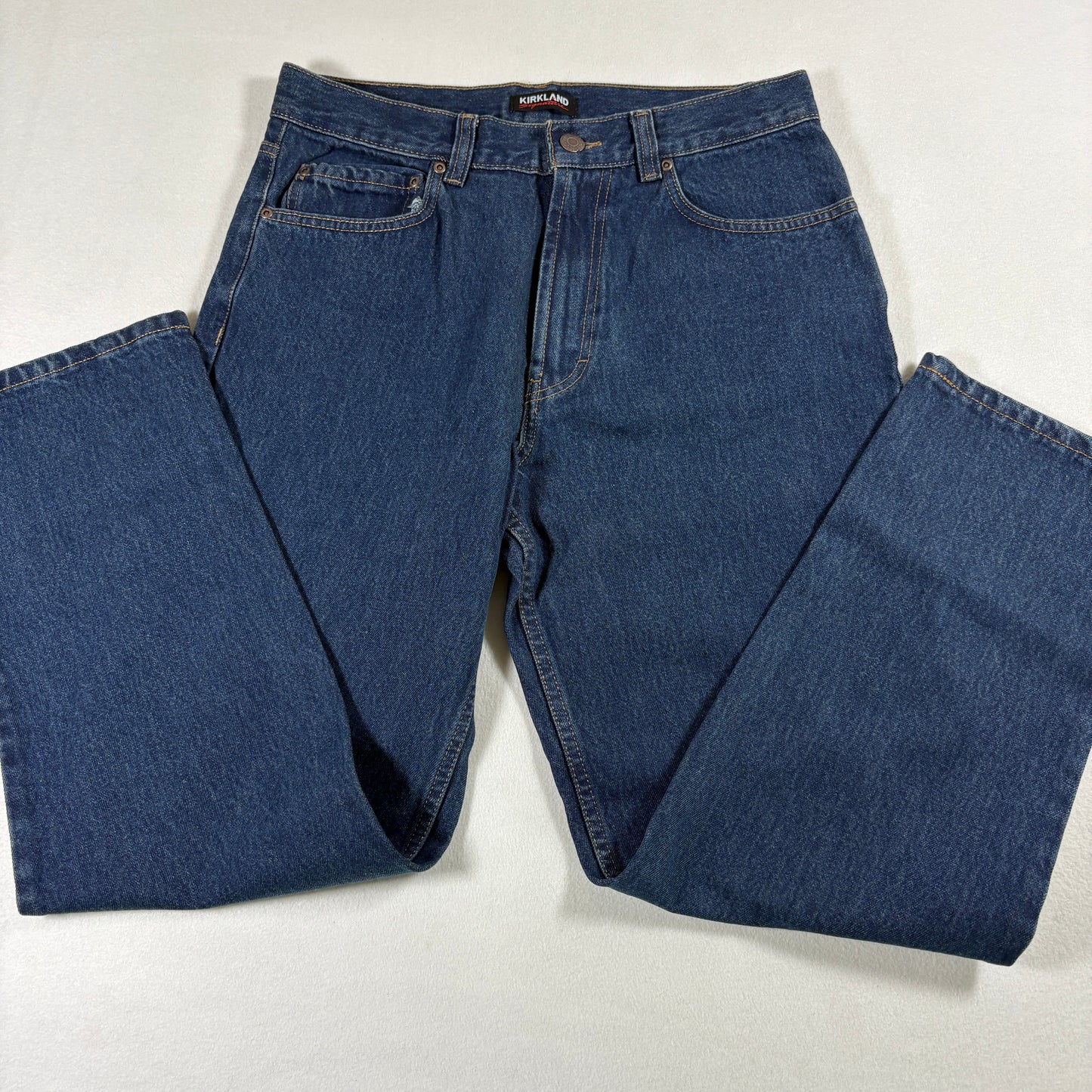 Kirkland Signature Mens Jeans 32x30 Blue Baggy Relaxed Fit Straight Leg Denim