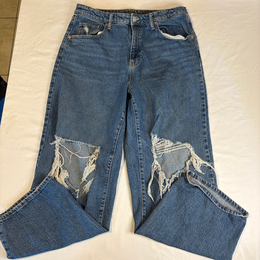 Wild Fable Women’s 14W Highest Rise Baggy Jeans Blue Distressed Ripped Knees Denim