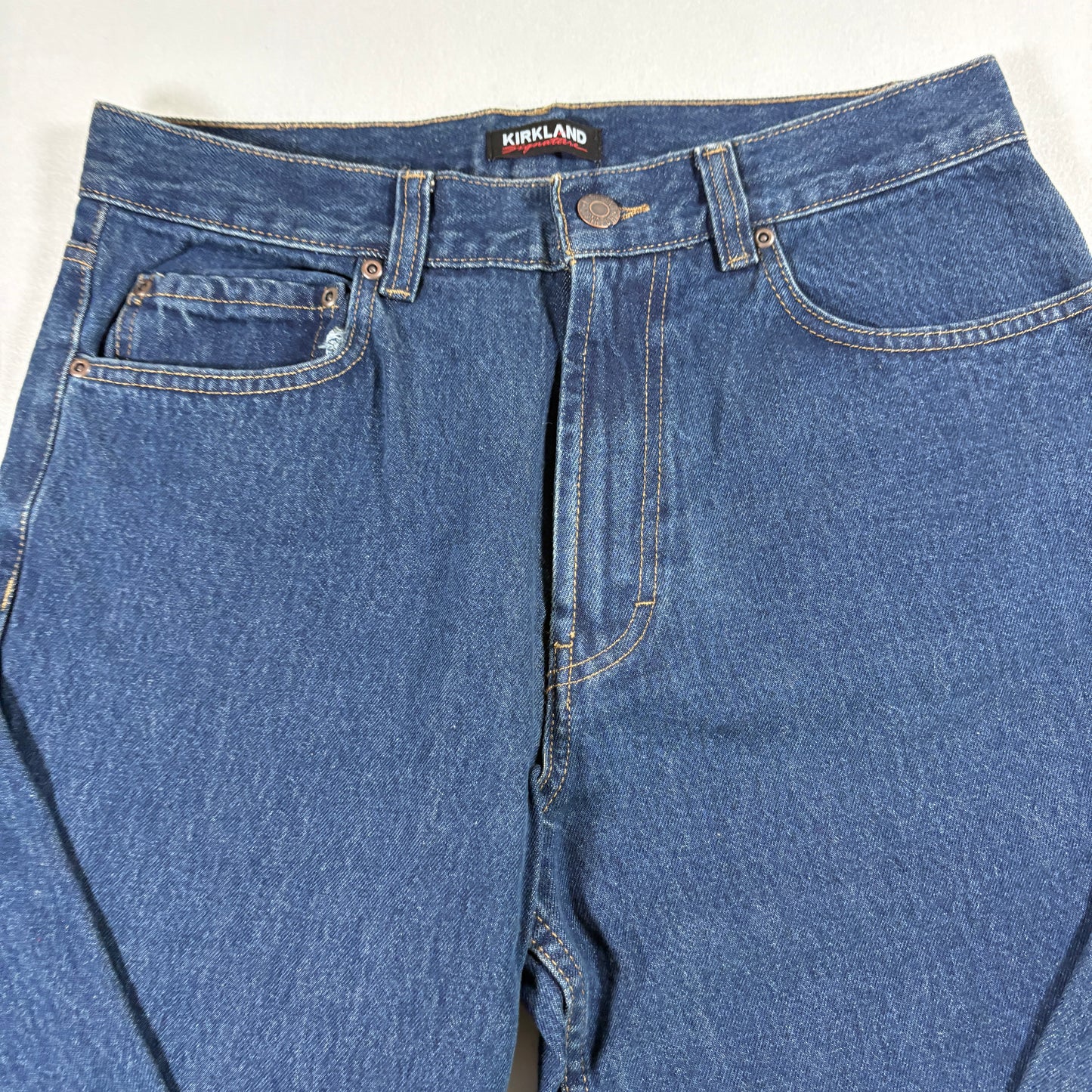 Kirkland Signature Mens Jeans 32x30 Blue Baggy Relaxed Fit Straight Leg Denim