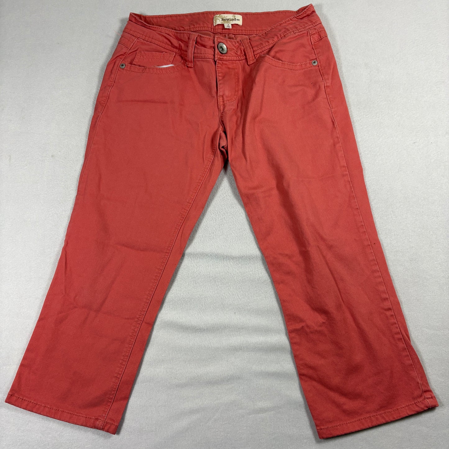 Rewind Jeans Womens 7 Coral Red Cropped Pants Casual Stretch Mid Rise
