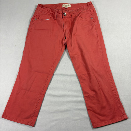 Rewind Jeans Womens 7 Coral Red Cropped Pants Casual Stretch Mid Rise