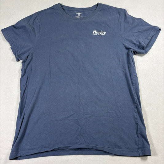 Hurley T Shirt Mens Large Blue Surf Club Floral Graphic Tee Beachwear