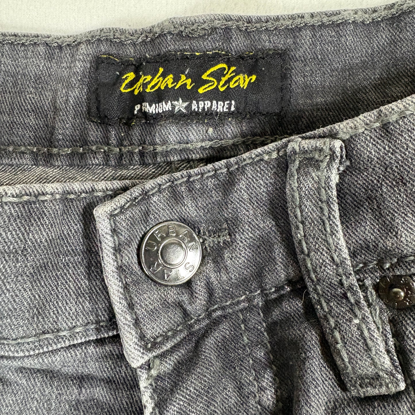 Urban Star Mens Jeans 32x32 Black Denim Stretch Straight Y2K Vintage Grunge