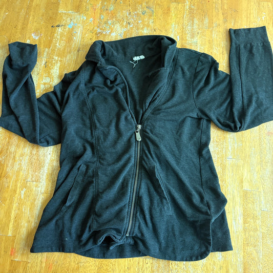 Chelsea & Theodore Jacket Black XS Zip Up Funnel Neck Athleisure Stretch Top