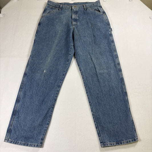 Wrangler Carpenter Jeans Mens 34x32 Vintage Workwear Denim Blue Relaxed Fit