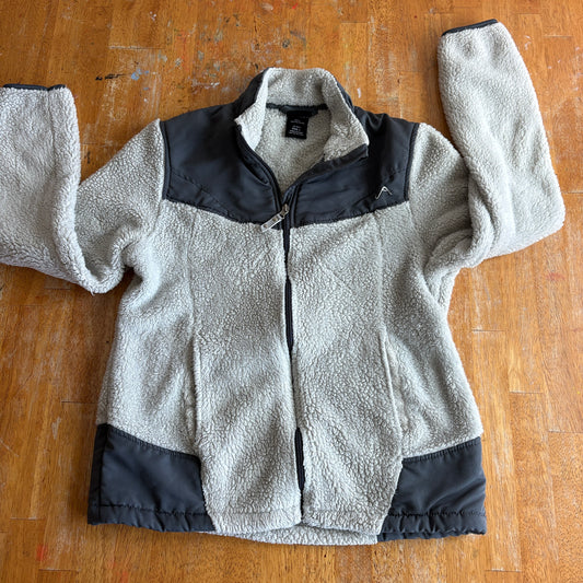 Vertical 9 Sherpa Fleece Jacket Gray Black L Full Zip Outdoor Cozy Warm Coat