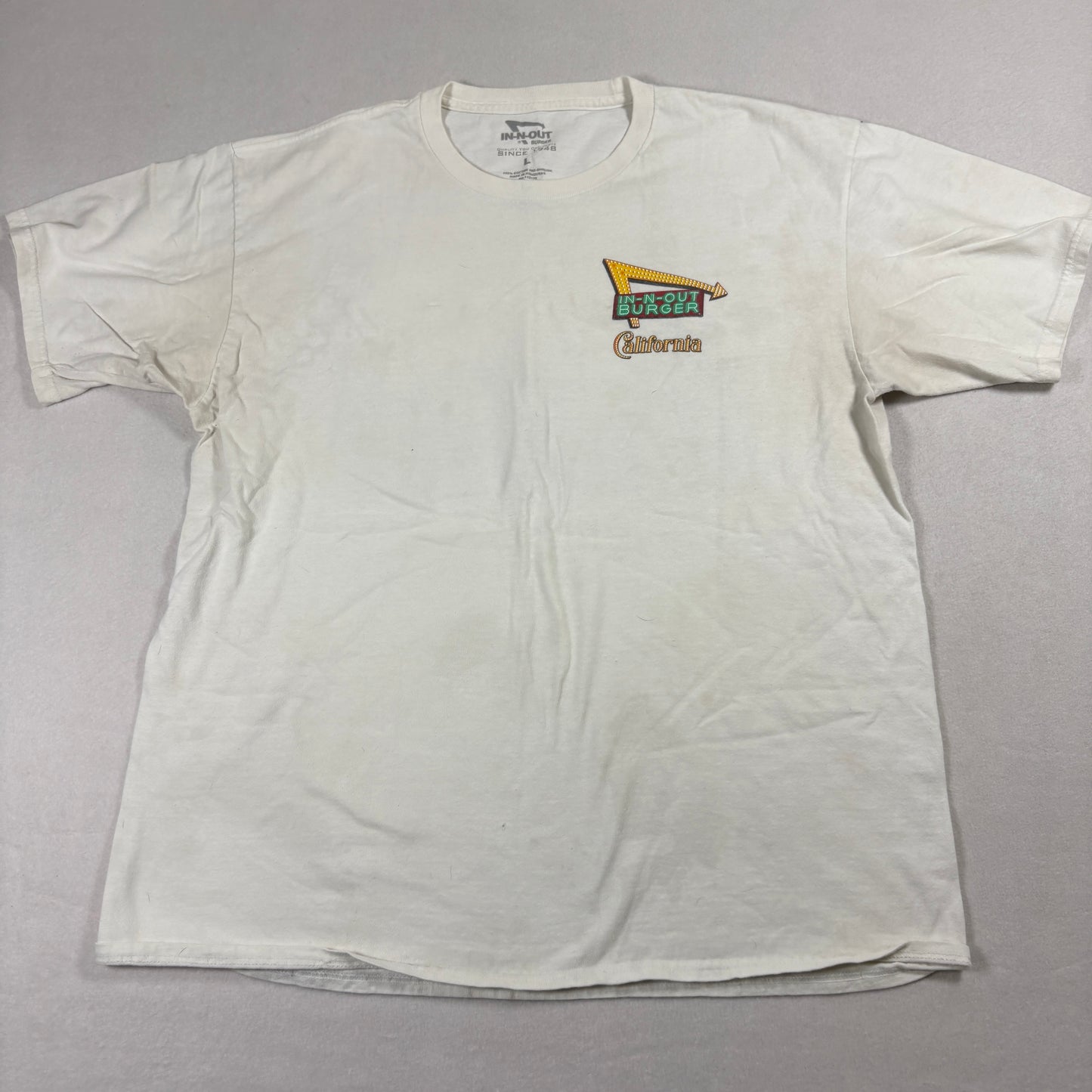 In N Out Burger T Shirt Mens Large White California Sunset Graphic Tee