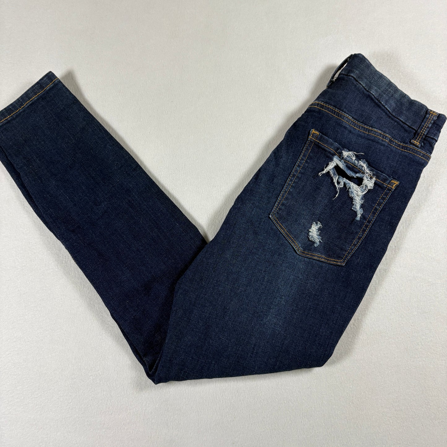 No Boundaries Womens Jeans 9 Dark Wash Distressed Ripped Denim Y2K Grunge Slim