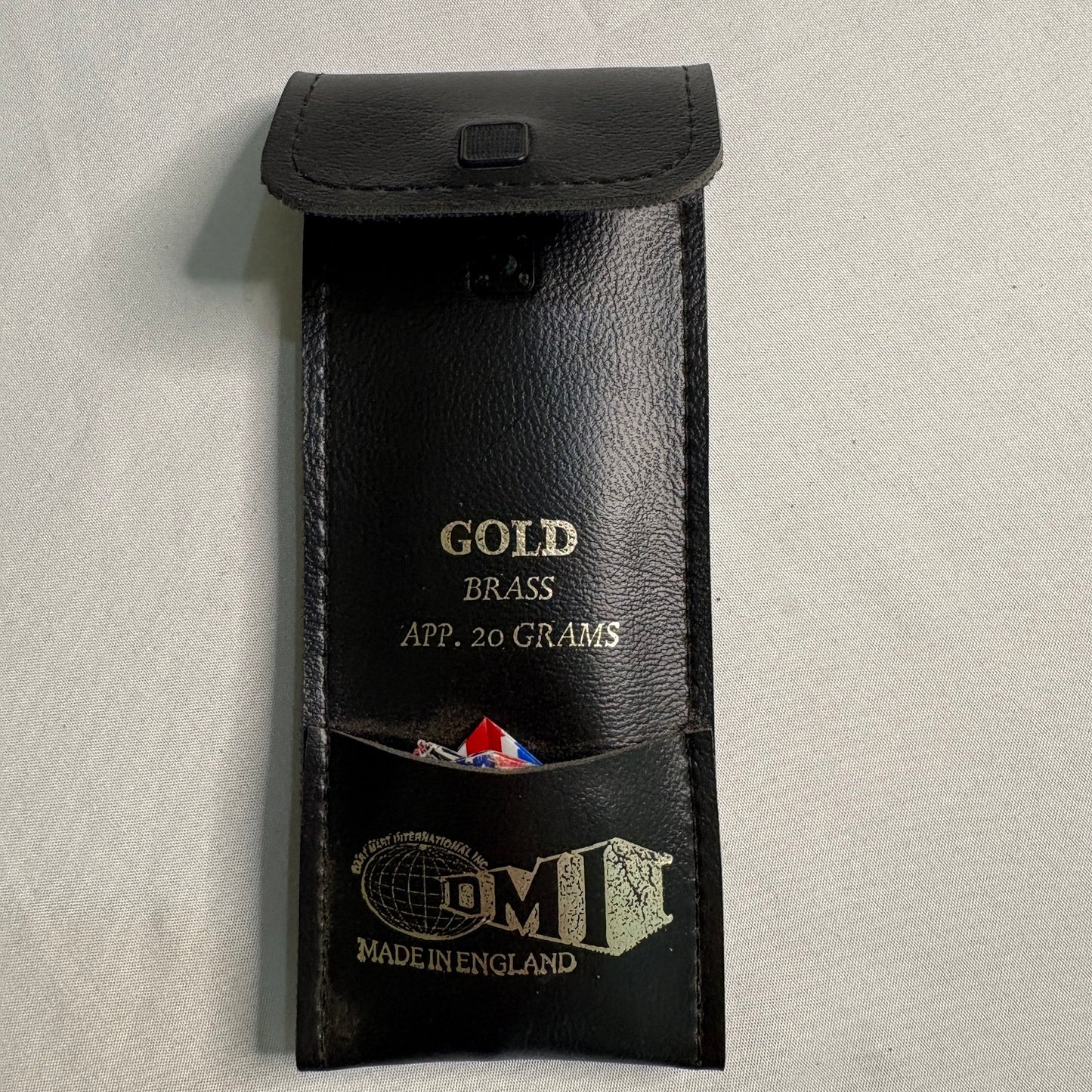 Vintage DMI Gold Brass Darts 20g with Case & Flights Made in England