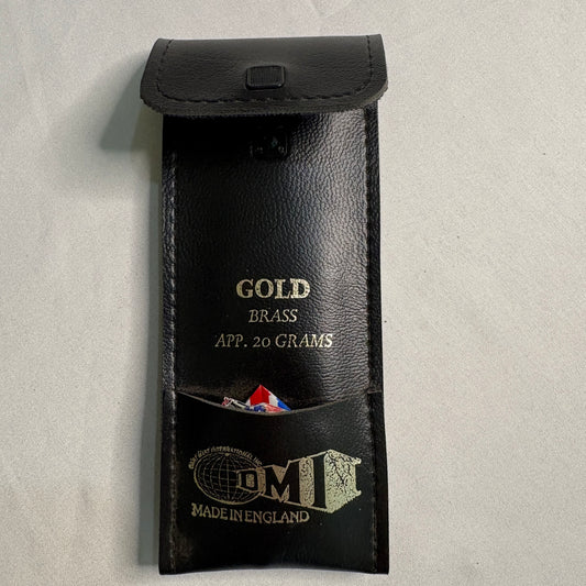 Vintage DMI Gold Brass Darts 20g with Case & Flights Made in England