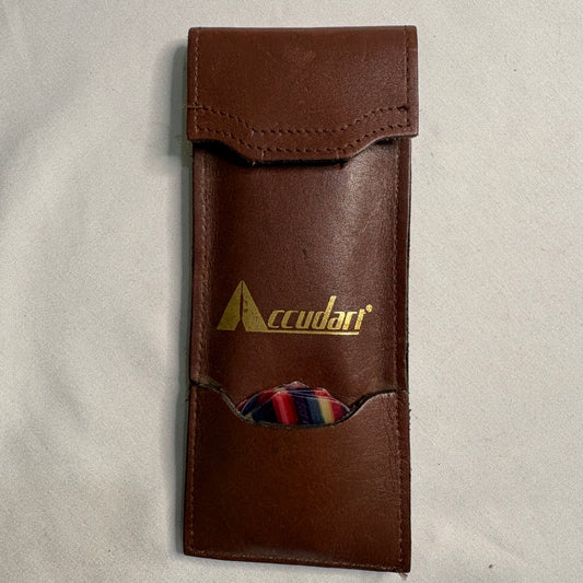 Vintage Accudart Steel Tip Darts Set w/ Case & Rainbow Flights – Classic Bar Pub Game